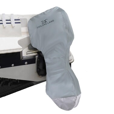 Explore Land Fade Resistant Full Outboard Motor Cover - Waterproof 600D Heavy Duty Boat Engine Covers Fit for Motor 60-90 HP, Grey