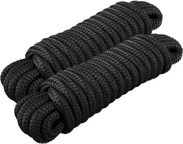 J-FM TWNTHSD Dock Lines: 5/8" x 35' Double Braided Nylon Boat Dock Lines - Premium Boat Ropes for Secure Docking with 16" Loop - Marine Grade Boat Rope/Dock Line - Sturdy Dock Lines for Boats - 2 Pack