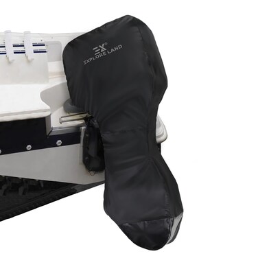 Explore Land Fade Resistant Full Outboard Motor Cover - Waterproof 600D Heavy Duty Boat Engine Covers Fit for Motor 150-250 HP, Black
