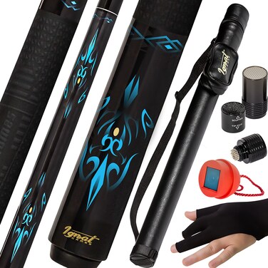 IgnatGames 2-Pieces Pool Cue Stick - 58" Canadian Maple Professional Billiard Pool Cues Sticks with Low Deflection Shaft + Hard Case, 3 in 1 Pool Stick Tip Tool, 3 Finger Glove and Chalk Holder
