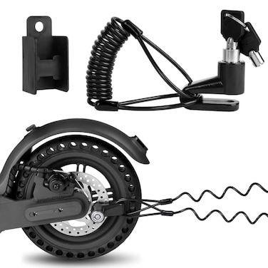 Ainiv Disc Brake Lock, E Scooter Lock Anti-Theft, Cable Bike Lock Waterproof 5FT /12mm Cable with 2 Keys for Scooter, Bike, Electric Bike, Skateboards, Strollers, Lawnmowers with Lock Holders-Black