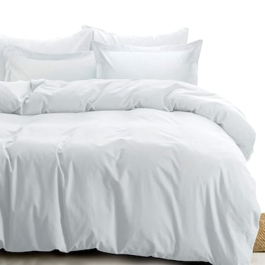 Essina Twin Duvet Cover Set &ndash;2 Pcs Microfiber Duvet Cover 2 Pillow Shams &ndash; Wrinkle-Resistant Twin Duvet Cover &ndash; Solid Color Duvet Cover Zipper Closure and 4 Corner Ties &ndash; Magic White