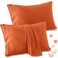 Vonty 2 Pack Standard Pillow Cases - 20x26 Inch, 1800 Thread Count Microfiber Pillowcases Standard Size Burnt Orange Pillow Cases Luxury &amp; Soft Embroidered Bed Pillow Covers with Envelope Closure