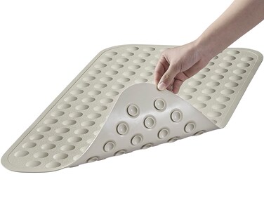 Yanzifly Bathtub Mat Non Slip Bath Mat for Tub Silicone Soft &amp; Safe, Bath Tub Mat Non Slip Shower Mats, Suction Cups Bath Tub Anti Slip Matt for Kids Elderly Non Toxic, Machine Washable- Beige