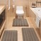 ACCUMTEK Striped Ultra Soft Thick Chenille Bath Rugs and Mats Dark Beige, Non Slip Bathroom Mats for Bathroom, Toilet, Bedroom, Kitchen