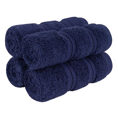 American Soft Linen Luxury Washcloths for Bathroom, 100% Cotton 4 Piece Turkish Wash Cloth Set, 13x13 in Soft Rags for Body and Face, Navy Blue Washcloths