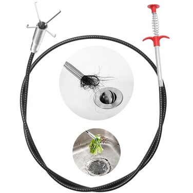 Drain Snake Hair Drain Clog Remover Tool - Sink Drain Cleaner for Sewer Kitchen Bathroom Shower Tub Toilet Clogged Drains Opener Cleaning Tool, Flexible Grabber Claw Pick Up Reacher Tool (34 Inch)