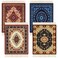 4 Pieces Rug Table Coasters Table Drink Holders Oriental Design Fabric Carpet Drink Mats Oriental Design Fabric Elegant Carpets Kitchen and Bar Mats for Home Office(Square,Classic Pattern)