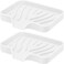 Silicone Soap Dish with Drain, SAISN Kitchen Soap Tray for Shower 2 Pack Self Draining Soap Dish Soft Bathroom Soap Holder for Kitchen Sink Flexible Portable Soap Saver, White
