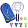 Badminton Racket for Children 1 Pair, Nylon Alloy Durable Badminton Racquet Set for Kids Indoor/Outdoor Sport Game（Including 4 Badminton and 2 Table Tennis） (Blue)