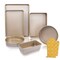 Kitcom Nonstick Bakeware Sets Textured 6-Piece with Cookie Sheet Set, Roasting Pan, Round Cake Pan, Loaf Pan, Heavy Duty Carbon Steel Premium Baking Pans, Champagne Gold
