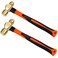 WEDO 2PCS Brass Ball Peen Hammer Set,8 oz + 12 oz(1/2lb+3/4lb), Brass Ball Pein Hammer Set with Fiberglass Handle,Die-Forged,Corrosion Resistant,DIN Standard