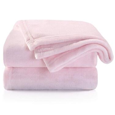 TILLYOU Toddler Flannel Blanket - Warm Cozy Baby Blanket for Boys and Girls, Smooth Cute Lightweight Blanket for Bedding Crib Stroller, 40&times;50 inches, Pink