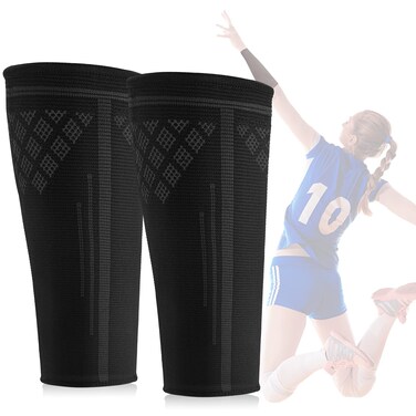 HARTPOR Volleyball Arm Sleeves 8 Inch Compression Forearm Sleeves for Youth Protect Arms from Sting 1 Pair Black M