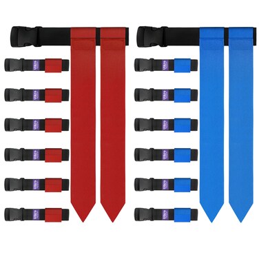 Uikro Flag Football Belts, 14 Player Adjustable Flag Football Set for Sports Training Competition (Red &amp; Blue)