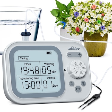 Automatic Plant Waterer Indoor Self Watering System for 15 Potted Plants, Auto Drip Irrigation Kit Programmable Water Timer with Smart Humidity Detection