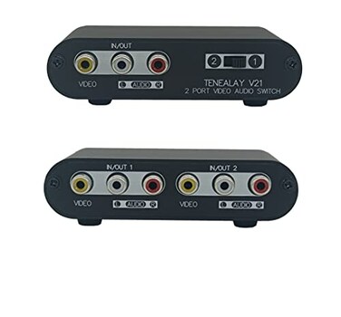 2-Way AV Switch RCA Switcher 2 in 1 Out Composite Video L/R Stereo Audio Selector Box for DVD STB Game Consoles -V21