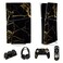 PlayVital Full Protective Skin for ps5 Slim Console Digital (The New Smaller Design), Vinyl Decal Sticker for ps5 Controller &amp; Headset &amp; Charging Station &amp; Media Remote - Black &amp; Gold Marble Effect
