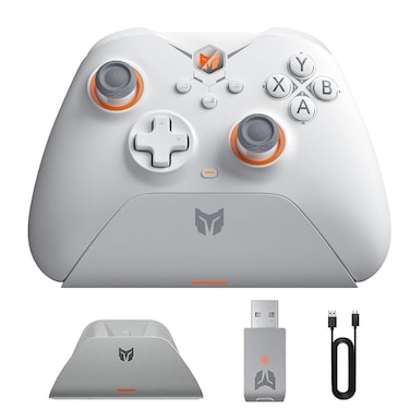 BIGBIG WON Wireless Controller Gale PC Controllers Motion Aiming, Hall Trigger, 4 Custom Buttons, App Control Game Controller for PC/Switch/iOS/Android Wireless Gaming with Charging Dock(White)
