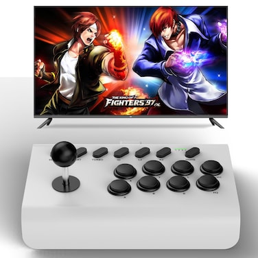 Koiiko Arcade Fight Stick Joystick for Switch/PS4/PS3/PC/Tablet/iOS/Android Game Controller, with Turbo/Macro Functions, Emulators for Classic Gaming, Street Fighter IV CE, NeoGeo, Big Gamepad, White
