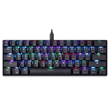 MOTOSPEED 60% Mechanical Keyboard Portable 61 Keys RGB LED Backlit Type-C USB Wired Office/Gaming Keyboard for Mac, Android, Windows（Red Switch）