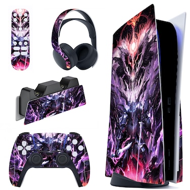 PlayVital Evil Knight Full Set Skin Decal for ps5 Console Disc Edition, Sticker Vinyl Decal Cover for ps5 Controller &amp; Charging Station &amp; Headset &amp; Media Remote