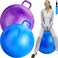 Lewtemi 2 Pcs 29 Inch Big Bouncing Ball with Handle Hopper Ball Jumping Hopping Ball Bouncy Ball for Adults Exercise Ball and Air Pump for Outdoor Sports Game(Gradient Purple, Gradient Blue)