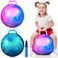 Lewtemi 2 Pcs Bounce Balls with Handles Space Hopper Ball Sit and Bouncy Ball with Air Pump for Indoor Outdoor Gifts for Kids(18 Inch)
