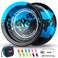 MAGICYOYO V12 Finger Spin Yoyo Professional Responsive Yoyo for Kids Beginners, Unresponsive Yoyo for Advanced Player, Professional yoyo for Hook Finger Spinning Tricks - Black Blue