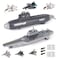 Crelloci Aircraft Carrier Military Naval Ship Toy Play Set with Small Scale Model Planes Fighter Jets, Battleship and Supply Ship for Kids Boy Girl Age 5+ Party Favors Gifts