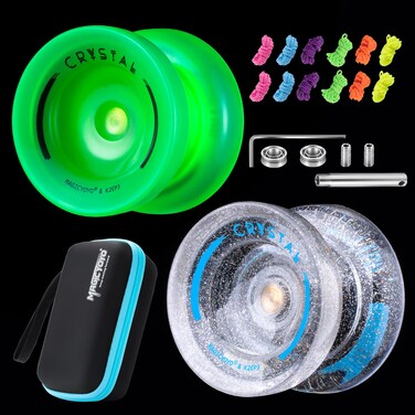 MAGICYOYO K2 Responsive Yoyo Pack of 2, Plastic Glow Yoyo + Professional Yoyo with Sequin, Dual Purpose Yoyos for Kids and Adults with Unresponsive Bearing Kit + 12 Yoyo Strings, Yoyo Storage Case