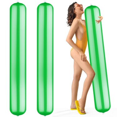 ShinyRelief 2 Pcs Pool Inflatable Sticks 59 Inch Jumbo Inflatable Pool Noodles PVC Swimming Noodles Adults Float Water Noodles Outdoor Water Games Toy for Beach Swimming Pool Lake(Green)