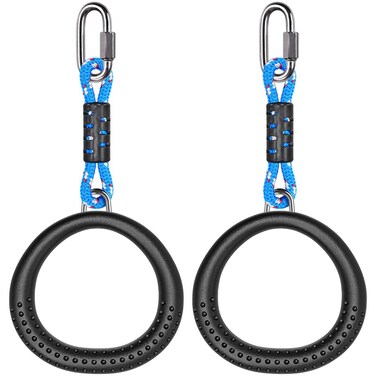 Dolibest 2 Pack of Ninja Gymnastic Rings, Monkey Ring Outdoor Backyard Ninja Accessories Set, Obstacle Course for Training,1000LB Capacity(Black)