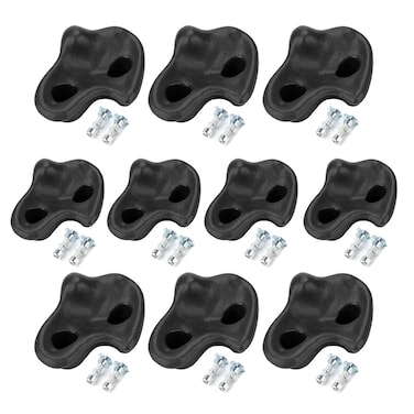 10PCS Plastic Rock Climbing Holds Set, DIY Tree Rock Climbing Holds for Kids &amp; Adults Climber, Kids Indoor and Outdoor Play Set Use, Includes Mounting Screws.(black )