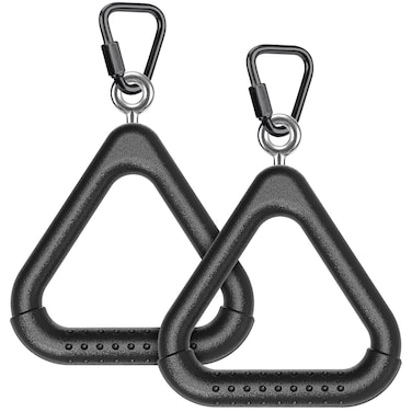 Dolibest 2PCS Monkey Bars, Triangle Trapeze Swing Bar with 2PCS Triangle Carabiners, Outdoor Play Equipment, Swing Set Accessories Monkey Rings, Obstacle Ring Swing Toys Set for Kids, Black