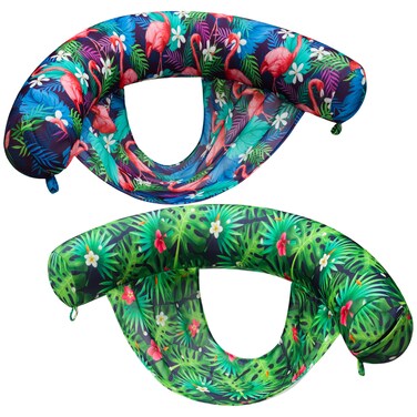 FindUWill Inflatable Pool Floats Chair, 2 Pack Soft Fabric Water Floating Chair Lounge with Sling Swimming Pool Floaties Lounger, Blow up Pool Noodles for Adults(Flamingo, Green)