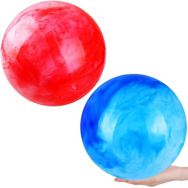 GCQJOQ 2 Pcs 15 Inch Marbleized Bouncy Balls for Kids Large-Sized Ball Inflatable Rubber Playground Sensory Balls for Beach Pets Indoor Outdoor Kickball Water Balls