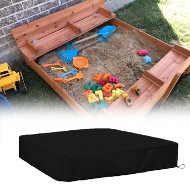 StorMaster Square 4x4 Sandbox Cover for 47x47in Kids Large Wooden Sand Box Waterproof Sandpit Pool Cover with Drawstring
