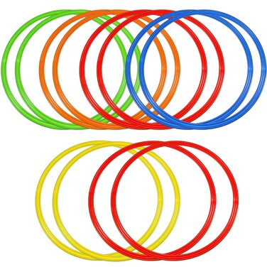 Libima Obstacle Course Ring Set Exercise Hoop Large Hoop Plastic Toys Playground Toys for Gymnastics Practice Party Games Educational Activities Holiday Decor, 5 Colors(12 Pcs,15.8 Inch)