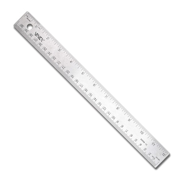 VINCA SSRN-18 Stainless Steel Office Drawing Ruler 0-18 Inch 0-45cm with Non Slip Cork Base Measuring Tool