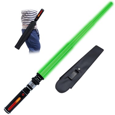 ANNDOFY Light Up Saber for Kids, Green Light Swords with FX Sound, Expandable Light Swords Set for Galaxy War Fighter Warriors Halloween Dress Up Parties (with Belt Clip)