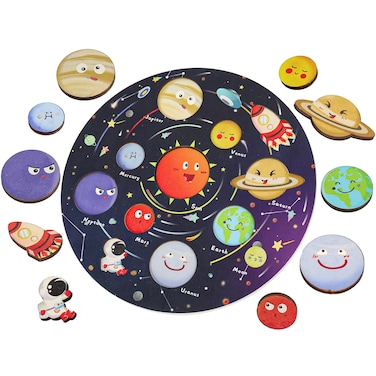 Zeoddler Upgrated Solar System Puzzle, Kids Toys for 3-6, Wooden Space Toys for Kids, Planets for Kids Preschool Learning Activities, Gift for Boys, Girls