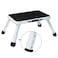 Ollieroo Height-Adjustable Folding Step Stool, Metal One Step Stool with Non-Slip Platform, 3 Levels RV Step Ladder for Kids and Adults, Portable Foot Stool Max Load 330 lbs(White)