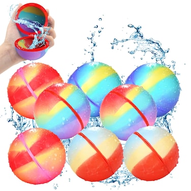 SOPPYCID Tonoviviy Resuable Magnetic Water Balloons, Quick Fill Water Balloons,Self-cleaning Water Balloons for Summer Toys and Parties, Pool Toys, and Outdoor Games (8PCS)