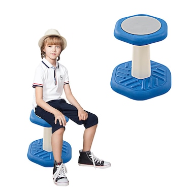 Fanboxk Active Chairs Kids Preschool Wobble Stool - Alternative Flexible Seating Balance Wiggle Stool for Classroom,Preschool,Kindergarten&amp;Elementary School,Active Sensory Chairs,Ages3-8,Blue(14in)