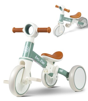 LOL-FUN Tricycle for Toddlers 1-3 Years Old Boys Girls Toy, 4 in 1 Baby Balance Bike for 1 2 Year Old Gift, Kids Bicycle with Easy Assembly Removable Pedal