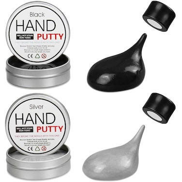 JOYPRO Magnetic Slime Putty, Magnetic Space Putty Slime with Upgraded Magnet Toys for Kids Adults, Fidget Toy Stress Reliever Puddy for Christmas Stocking Stuffers Birthday Gifts(2 Pack,Black&amp;Silver)