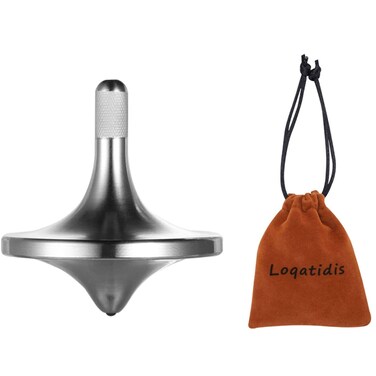 LOQATIDIS Stainless Steel Spinning Top, Premium Exquisite Well Made Metal Desk EDC Toys, Spin Long Time Perfect Balance, Help Relieve Stress, Anxiety (Medium/Silver)