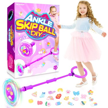 Getatoy Ankle Skip Ball for Kids: Toys for 4-8 Years Old Girls, Skip it Toy for Girls, Outdoor Toys Gifts for Girls Ages 8-12 6-8 Skipit 8 Year Old Girl Birthday Gift