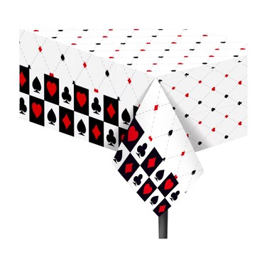 1 Pieces Casino Poker Card Party Plastic Tablecloth 54 x 87 Inch Long Table Cover, Las Vegas Club Bar Game Cards Wedding Baby Shower Party Holiday Dinner Picnic or Tablecloth for Kitchen Event Use